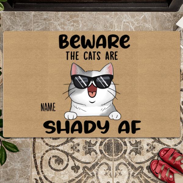 Beware The Cats Are Shady, Cat Lover Gift, Gift For Home, Funny Welcome Mat, Personalized Cat Lovers Doormat