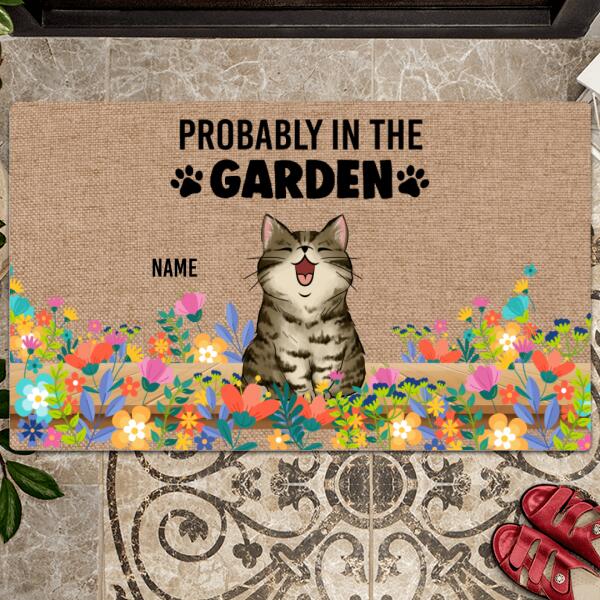 Gardening Doormat, Probably In The Garden, Gardener Gift, Pet Doormat, Personalized Cat Lovers Doormat, Gift For Home
