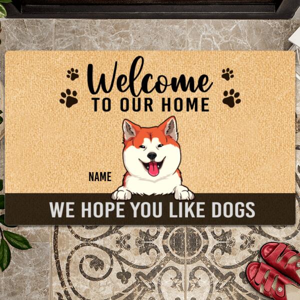 Welcome To Our Home Doormat, Funny Welcome Mat, Gift For Home, Custom Pet Doormat, Personalized Dog Lover Gift Doormat