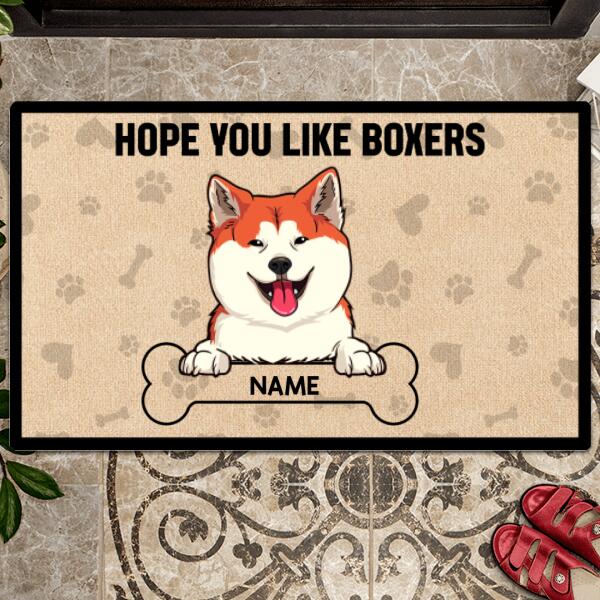 Hope You Like Boxers, Dog & Bone, Personalized Dog Breeds Doormat, Funny Gifts For Dog Lovers, Home Decor