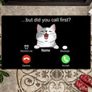 But Did You Call First, Calling Screen Doormat, Cat Lover Gift, Cat Rug, Gift For Home, Personalized Cat Lover Doormat