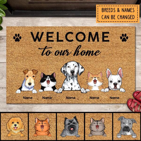 Pawzity Welcome To Our Home Custom Doormat, Gifts For Pet Lovers, Personalized Housewarming Gifts