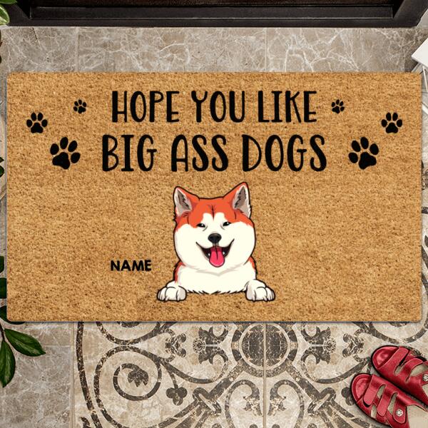 Hope You Like Big Ass Dogs, Black Pawprints Doormat, Personalized Dog Breeds Doormat, Home Decor, Gifts For Dog Lovers