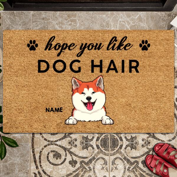 Hope You Like Dog Hair, Black Pawprints Doormat, Personalized Dog Breeds Doormat, Home Decor, Gifts For Dog Lovers