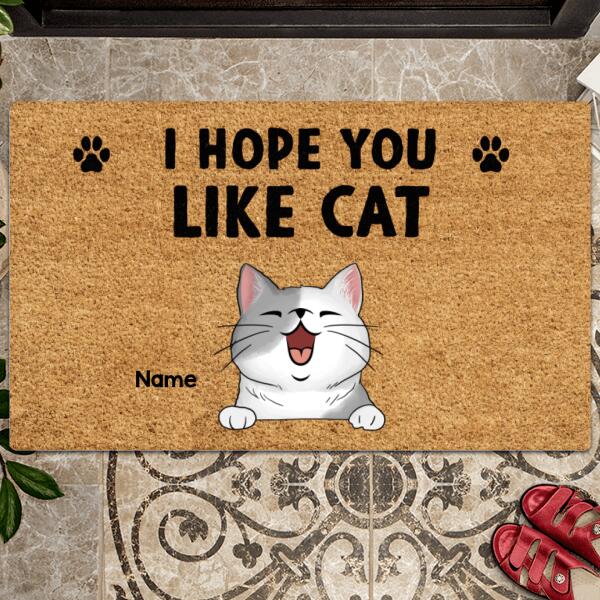 I Hope You Like Cats, Black Pawprints Doormat, Personalized Cat Breeds Doormat, Home Decor, Gifts For Cat Lovers
