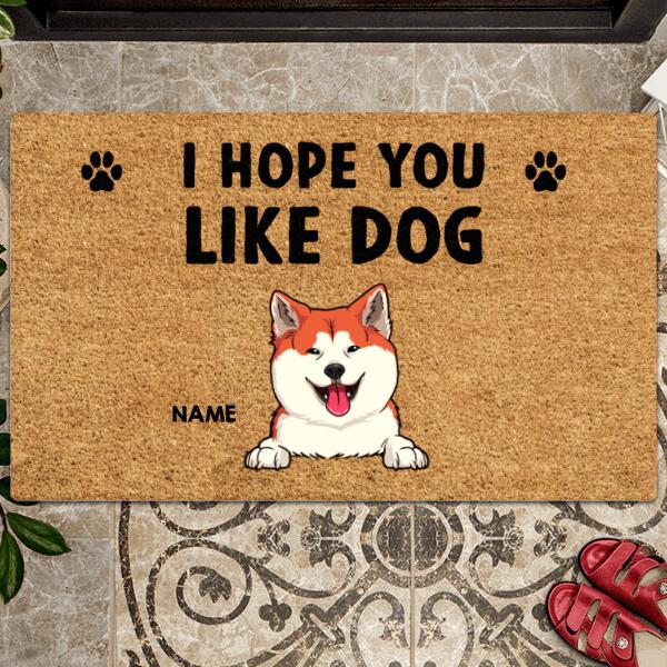 I Hope You Like Dogs, Black Pawprints Doormat, Personalized Dog Breeds Doormat, Home Decor, Gifts For Dog Lovers