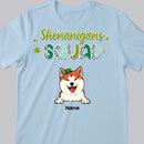 Shenanigans Squad, Leopard T-shirt, Personalized Dog & Cat T-shirt, St. Patrick Day Gifts For Pet Lovers