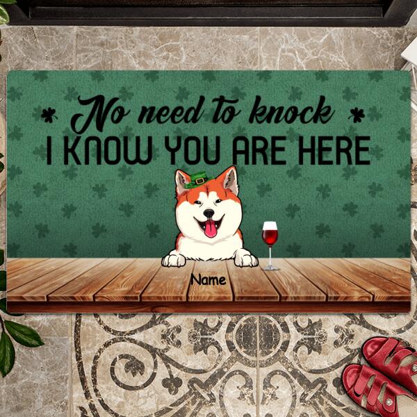 No Need To Knock We Know You Are Here, Personalized Dog & Cat Doormat, St. Patrick Day Home Decor, Pet Lovers Gifts