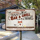 Backyard Bar & Grill Good Friends Good Times, Red Sign, Personalized Dog & Cat Metal Sign, Gifts For Pet Lovers