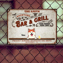 Backyard Bar & Grill Good Friends Good Times, Red Sign, Personalized Dog & Cat Metal Sign, Gifts For Pet Lovers