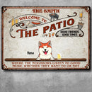 Welcome To The Patio, Red Sign, Personalized Dog & Cat Metal Sign, Gifts For Pet Lovers, Outdoor Decor
