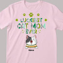 Luckiest Cat Mom Ever, Leopard T-shirt, Personalized Cat Breeds T-shirt, St. Patrick Day Gifts For Cat Moms