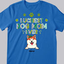 Luckiest Dog Mom Ever, Leopard T-shirt, Personalized Dog Breeds T-shirt, St. Patrick Day Gifts For Dog Moms