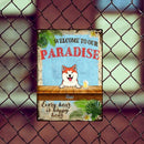 Welcome To Our Paradise, Hawaii Style Sign, Personalized Dog & Cat Metal Sign, Gifts For Pet Lovers, Outdoor Decor