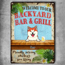 Welcome To Our Backyard Bar & Grill, Hawaii Style Sign, Personalized Dog & Cat Metal Sign, Gifts For Pet Lovers