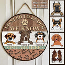 No Need To Knock I Know You Are Here, Wooden Pawprints Door Hanger, Personalized Dog Breeds Door Sign, Front Door Decor