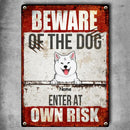 Beware Of The Dogs Enter At Own Risk, Warning Sign, Personalized Dog Breeds Metal Sign, Outdoor Decor, Dog Lovers Gifts