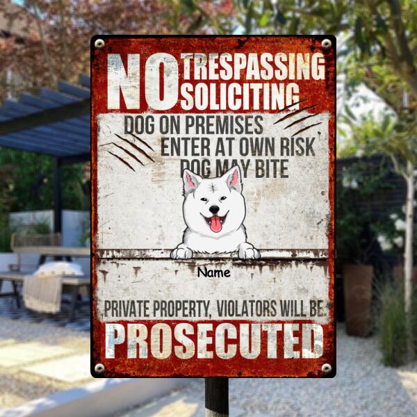 Enter At Own Risk Dogs May Bite, Warning Sign, Personalized Dog Breeds Metal Sign, Outdoor Decor, Dog Lovers Gifts