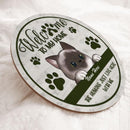 Welcome To Our Home - Peeking Cute Cat - Personalized Cat Door Sign