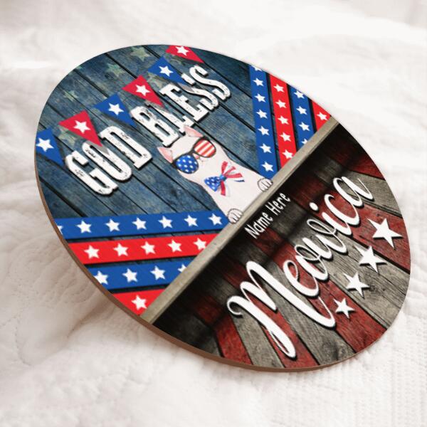 4th of July God Bless America - Personalized Cat Door Sign