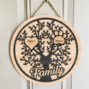 Family Tree - Hearts And Paws - Personalized Door Sign