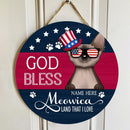 God Bless Meowica - Personalized Cat Door Sign
