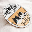 Please Keep Door Shut, House Cat In Residence - Lying Cat - Personalized Cat Door Sign