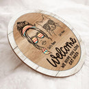 Cat Mother Hope You Like Cat Hair - Personalized Girl And Cat Door Sign