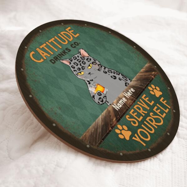 Catitude Drink CO - Cats and Beverage - Personalized Cat Door Sign