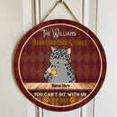 Backyard Bar & Grill Don't Sit With Us - Personalized Cat Door Sign