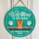 Welcome To Our Home - Laughing Cats - Personalized Cat Door Sign