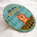 All Paws Welcome - Yellow Checkered Tablecloth - Personalized Cat Door Sign
