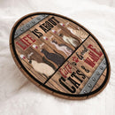 Life Is About Cute Cats And Good Wine - Personalized Cat Door Sign