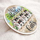 Life Is Better With Cats - Flowers Garden - Personalized Cat Door Sign