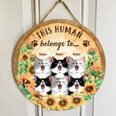 This Human Belongs To - Sunflowers - Personalized Cat Door Sign