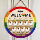 Welcome - LGBT Cute Cats - Personalized Cat Door Sign