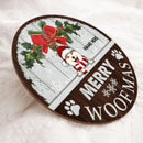 Merry Woofmas, Christmas Rustic Door Hanger, Personalized Christmas Dog Breeds Door Sign, Front Door Decor