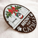 Meowy Catmas, Christmas Rustic Door Hanger, Personalized Christmas Cat Breeds Door Sign, Front Door Decor