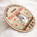 No Need To Knock We Know You Are Here - Pink Flowers Decoration - Personalized Cat Door Sign