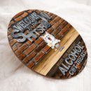 Welcome To The Shitshow Hope You Brought Alcohol & Cat Treats, Brick Wall, Personalized Cat Breeds Rustic Door Sign