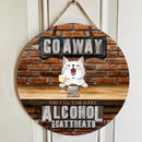 Go Away Unless You Have Alcohol And Cat Treats, Brick Wall Door Hanger, Personalized Cat Breeds Door Sign