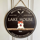 lake house decor Welcome To Our Lake House Make The Best Moment, Welcome Door Hanger, Personalized Dog Breeds Door Sign