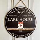 lake house decor Welcome To Our Lake House Make The Best Moment, Welcome Door Hanger, Personalized Dog & Cat Door Sign