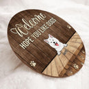 Welcome Hope You Like Dogs, Brown Rustic Door Hanger, Personalized Dog Breeds Door Sign