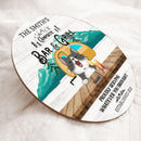 Campsite Bar & Grill, Proudly Serving Whatever You Brought, Green Mountain & Yellow Camping Bus, Personalized Cat Breeds Door Sign