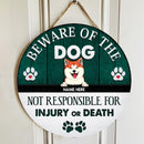 Beware Of The Dogs, Warning Rustic Wooden Door Hanger, Personalized Background Color & Dog Breeds Door Sign