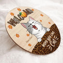Welcome Hope You Like Cats - Leopard Print Decoration - Personalized Cat Autumn Door Sign