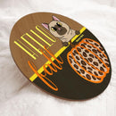 Hello Fall - Pumpkin Leopard Print - Personalized Cat Door Sign