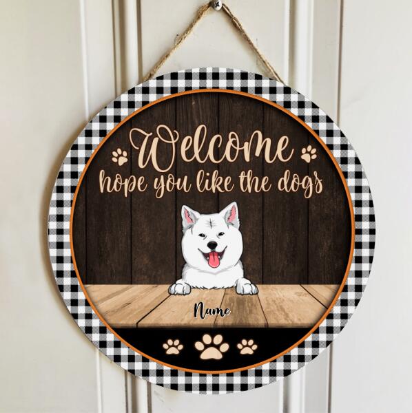 All Guests Must Be Approved By The Dogs, Brown Wooden Background, Personalized Dog Door Sign