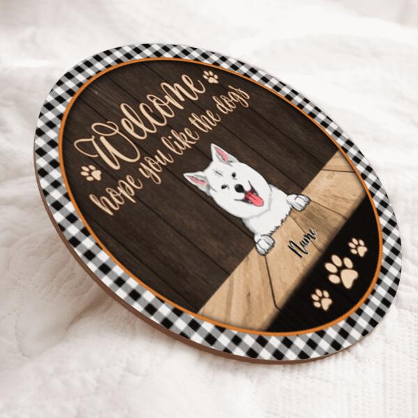 All Guests Must Be Approved By The Dogs, Brown Wooden Background, Personalized Dog Door Sign